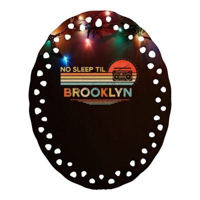 No Sleep Til Brooklyn Old School Portable Stereo Retro Ceramic Oval Ornament