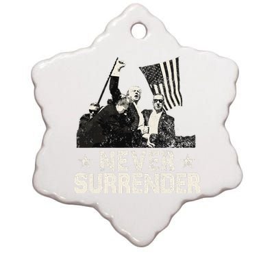 Never Surrender Trump 2024 Ceramic Star Ornament