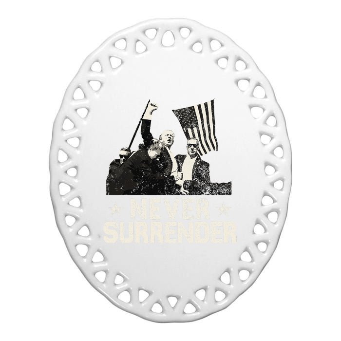 Never Surrender Trump 2024 Ceramic Oval Ornament