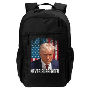 Never Surrender Trump Mug Shot 2024 President American Flag Daily Commute Backpack