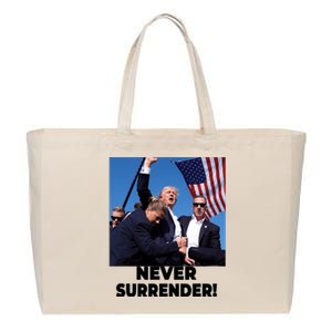 Never Surrender Trump Statement Shooting Pray For Trump Cotton Canvas Jumbo Tote