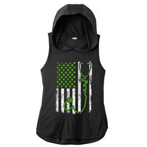 Nurse Shamrock Us Flag Stethoscope Heartbeat St Patricks Day Gift Ladies PosiCharge Tri-Blend Wicking Draft Hoodie Tank