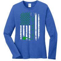 Nurse Shamrock Us Flag Stethoscope St Patricks Day Heartbeat Gift Ladies Long Sleeve Shirt