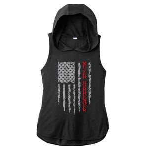 Never Surrender Usa Flag Never Surrender Ladies PosiCharge Tri-Blend Wicking Draft Hoodie Tank