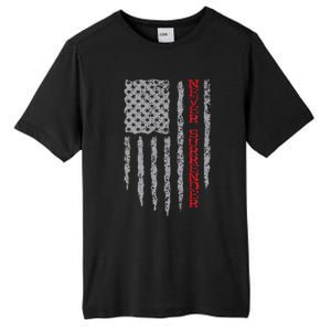 Never Surrender Usa Flag Never Surrender Tall Fusion ChromaSoft Performance T-Shirt