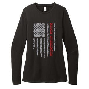 Never Surrender Usa Flag Never Surrender Womens CVC Long Sleeve Shirt