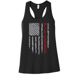 Never Surrender Usa Flag Never Surrender Women's Racerback Tank