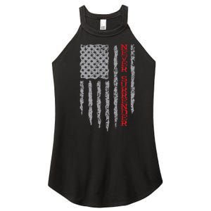 Never Surrender Usa Flag Never Surrender Women's Perfect Tri Rocker Tank