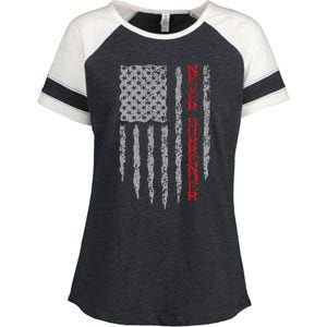 Never Surrender Usa Flag Never Surrender Enza Ladies Jersey Colorblock Tee