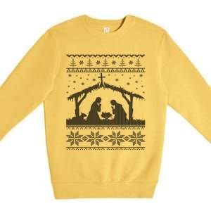 Nativity Scene Ugly Christmas Design Gift Premium Crewneck Sweatshirt