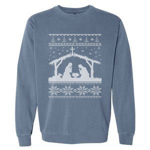 Nativity Scene Ugly Christmas Design Gift Garment-Dyed Sweatshirt