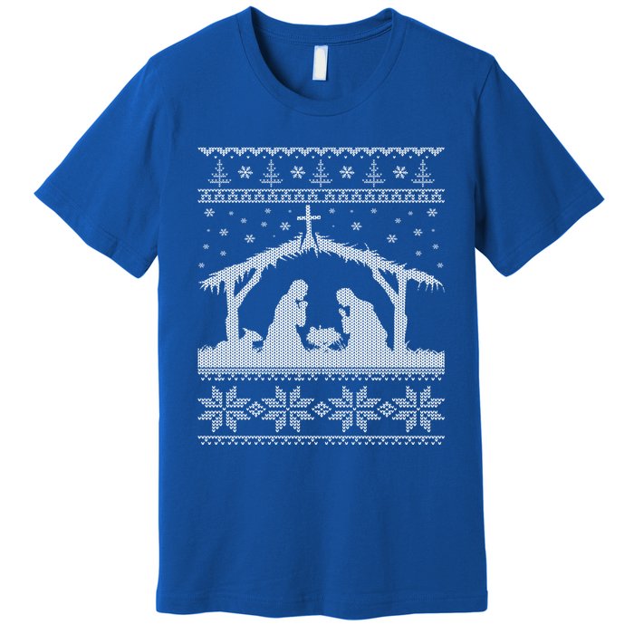 Nativity Scene Ugly Christmas Design Gift Premium T-Shirt