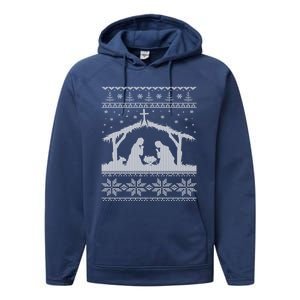 Nativity Scene Ugly Christmas Design Gift Performance Fleece Hoodie