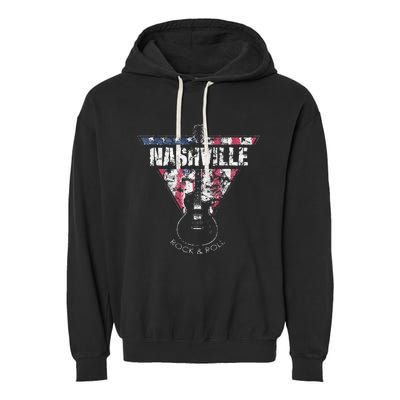 Nashville Souvenir Vintage American Flag Guitar Player Garment-Dyed Fleece Hoodie