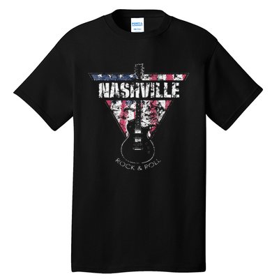 Nashville Souvenir Vintage American Flag Guitar Player Tall T-Shirt