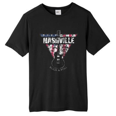 Nashville Souvenir Vintage American Flag Guitar Player Tall Fusion ChromaSoft Performance T-Shirt