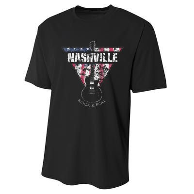 Nashville Souvenir Vintage American Flag Guitar Player Performance Sprint T-Shirt