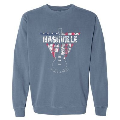 Nashville Souvenir Vintage American Flag Guitar Player Garment-Dyed Sweatshirt