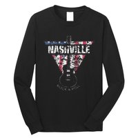 Nashville Souvenir Vintage American Flag Guitar Player Long Sleeve Shirt