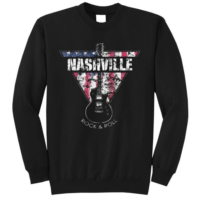 Nashville Souvenir Vintage American Flag Guitar Player Sweatshirt