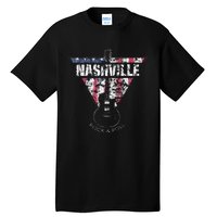 Nashville Souvenir Vintage American Flag Guitar Player Tall T-Shirt