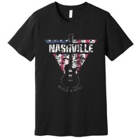 Nashville Souvenir Vintage American Flag Guitar Player Premium T-Shirt