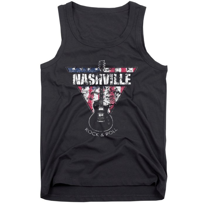 Nashville Souvenir Vintage American Flag Guitar Player Tank Top