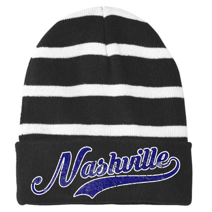 Nashville Soccer Vintage Fan Striped Beanie with Solid Band