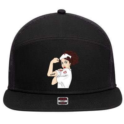 Nurse Strong Warrior Proud Nurses And Students Gift 7 Panel Mesh Trucker Snapback Hat