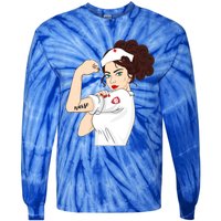 Nurse Strong Warrior Proud Nurses And Students Gift Tie-Dye Long Sleeve Shirt