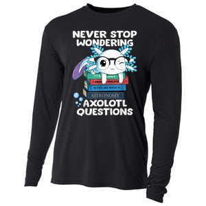 Never Stop Wondering Axolotl Questions Shirt Cute Axolotl Cooling Performance Long Sleeve Crew