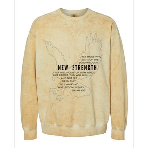 New Strength Wings Like Eagles Isaiah 4031 Blk Letter Colorblast Crewneck Sweatshirt