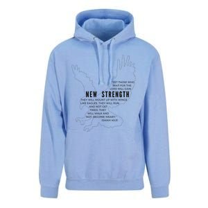 New Strength Wings Like Eagles Isaiah 4031 Blk Letter Unisex Surf Hoodie