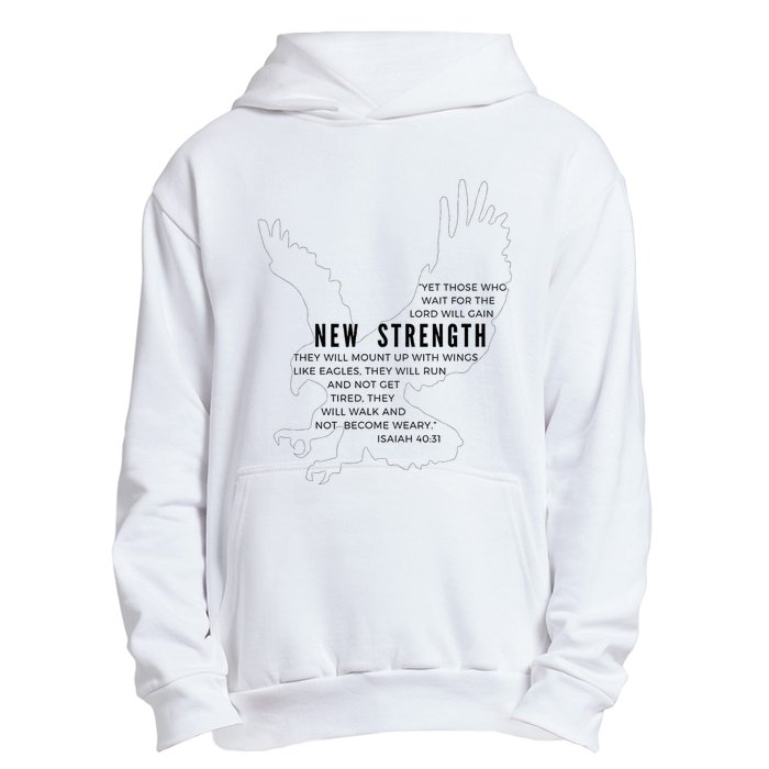 New Strength Wings Like Eagles Isaiah 4031 Blk Letter Urban Pullover Hoodie