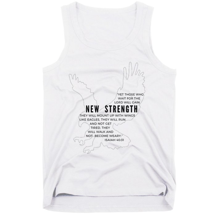 New Strength Wings Like Eagles Isaiah 4031 Blk Letter Tank Top