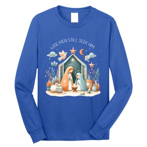 Nativity Scene Wise Still Seek Him Bohemian Christmas Long Sleeve Shirt