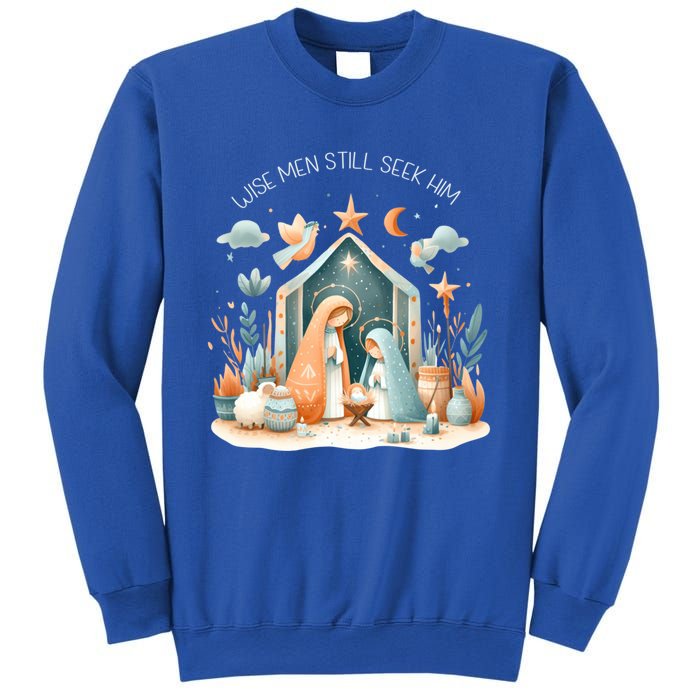 Nativity Scene Wise Still Seek Him Bohemian Christmas Sweatshirt