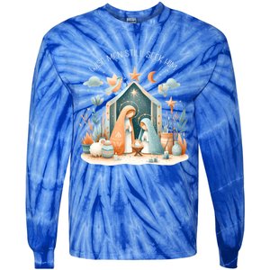 Nativity Scene Wise Still Seek Him Bohemian Christmas Tie-Dye Long Sleeve Shirt