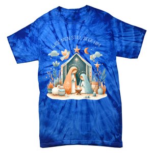 Nativity Scene Wise Still Seek Him Bohemian Christmas Tie-Dye T-Shirt