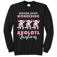 Never Stop Wondering Axolotl Questions Teacher  Tall Sweatshirt