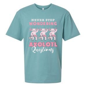 Never Stop Wondering Axolotl Questions Teacher  Sueded Cloud Jersey T-Shirt