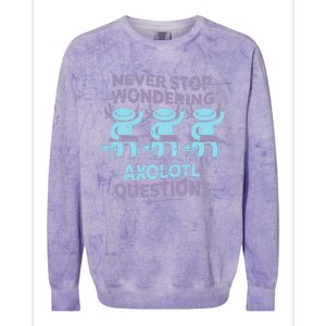 Never Stop Wondering AXOLOTL QUESTIONS Colorblast Crewneck Sweatshirt