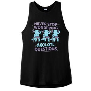 Never Stop Wondering AXOLOTL QUESTIONS Ladies PosiCharge Tri-Blend Wicking Tank