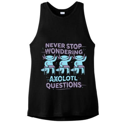 Never Stop Wondering AXOLOTL QUESTIONS Ladies PosiCharge Tri-Blend Wicking Tank