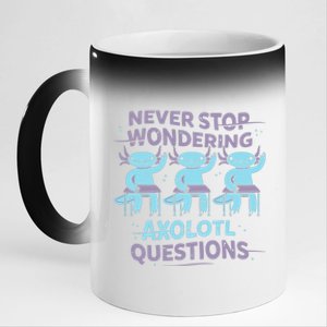 Never Stop Wondering AXOLOTL QUESTIONS 11oz Black Color Changing Mug