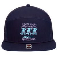 Never Stop Wondering AXOLOTL QUESTIONS 7 Panel Mesh Trucker Snapback Hat