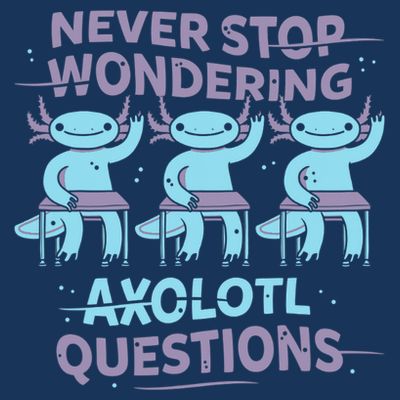 Never Stop Wondering AXOLOTL QUESTIONS T-Shirt