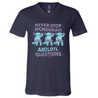 Never Stop Wondering AXOLOTL QUESTIONS V-Neck T-Shirt