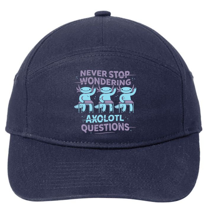 Never Stop Wondering AXOLOTL QUESTIONS 7-Panel Snapback Hat