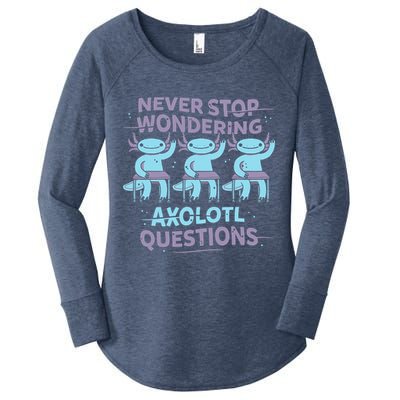 Never Stop Wondering AXOLOTL QUESTIONS Women's Perfect Tri Tunic Long Sleeve Shirt